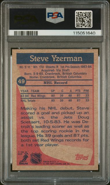 1984 Topps Steve Yzerman | PSA 8