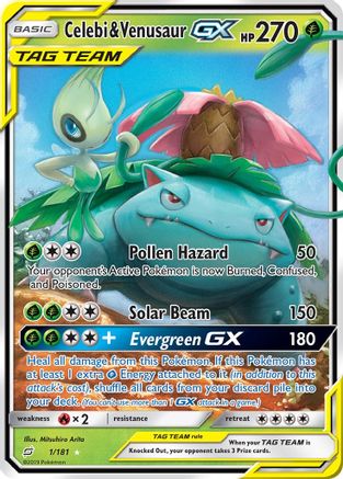 Celebi & Venusaur GX 001 - Holofoil SM Team Up - Ultra Rare