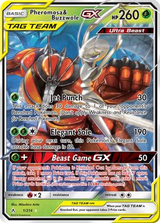 Pheromosa & Buzzwole GX 001/214 - Holofoil SM Unbroken Bonds - Ultra Rare