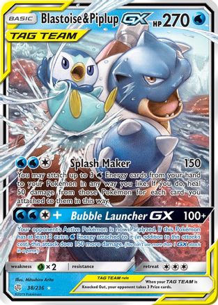Blastoise & Piplup GX 038 - Holofoil SM Cosmic Eclipse - Ultra Rare