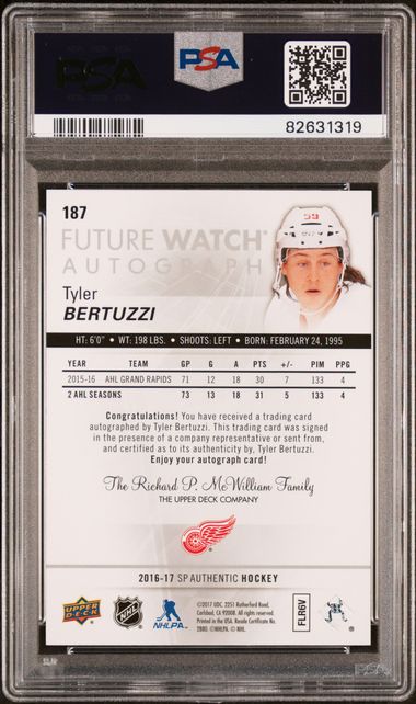 2016 SP Authentic Tyler Bertuzzi Autograph | PSA 10