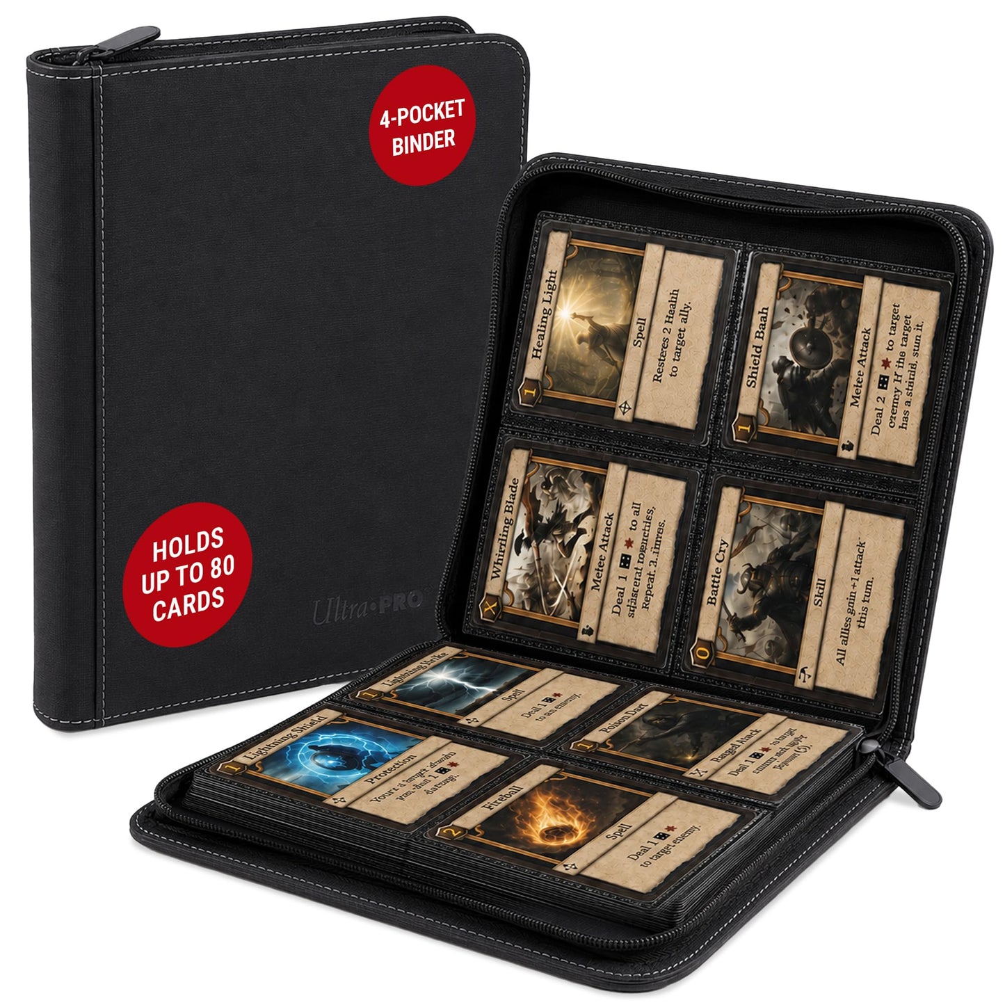 Ultra Pro 4 Pocket Zippered Toploader Pro-Binder - Black