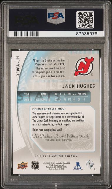 2019 SP Authentic Jack Huges '09 Retro FTR.WTCH.AUTO | PSA 10