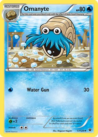 Omanyte 017  - Reverse Holofoil XY  Fates Collide - Uncommon
