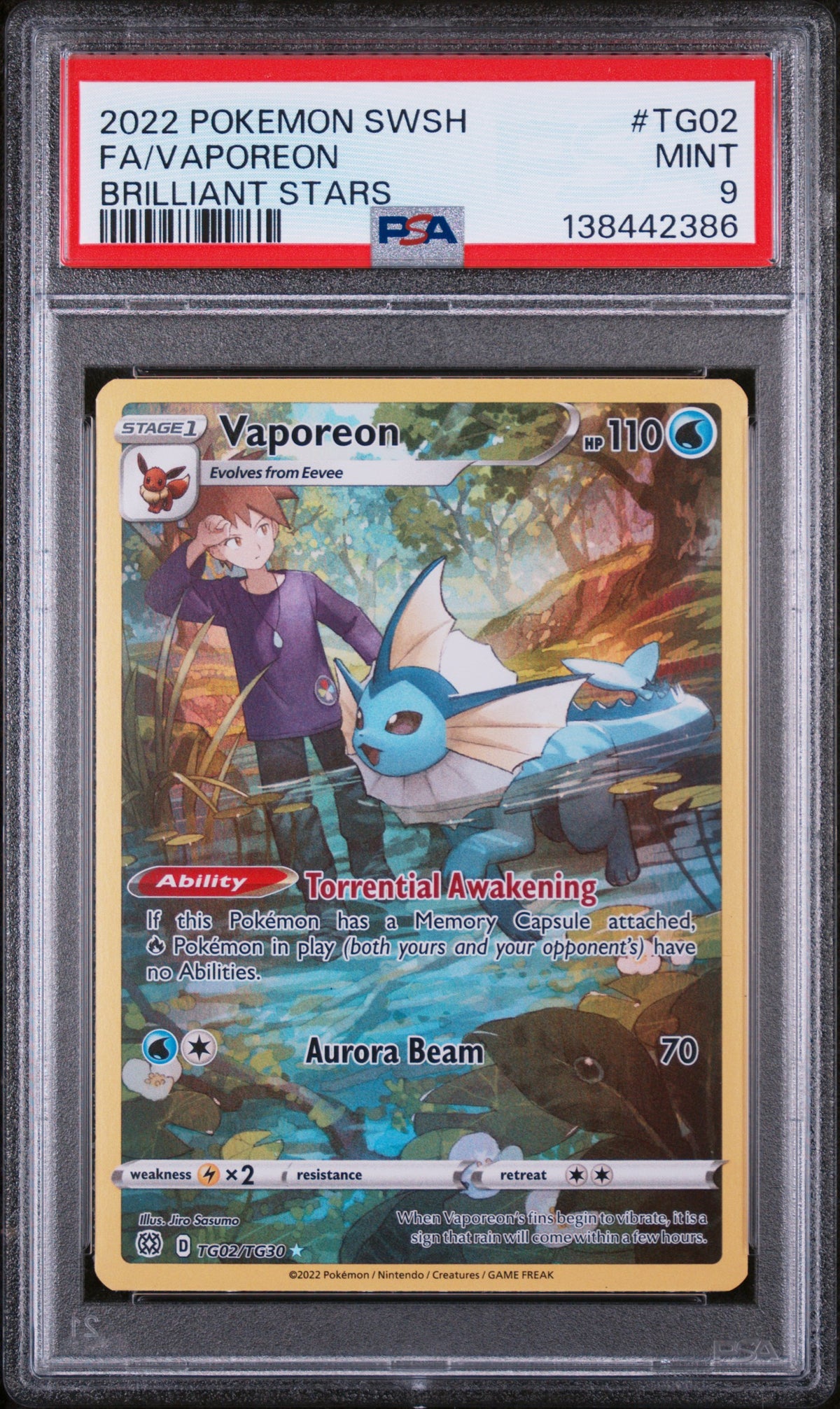 2022 Pokemon SWSH FA/ Vaporeon | PSA 9