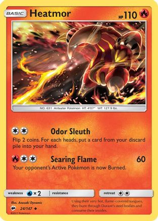 Heatmor 024  - Reverse Holofoil SM  Burning Shadows - Uncommon