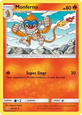 Monferno 022  - Reverse Holofoil SM  Ultra Prism - Uncommon