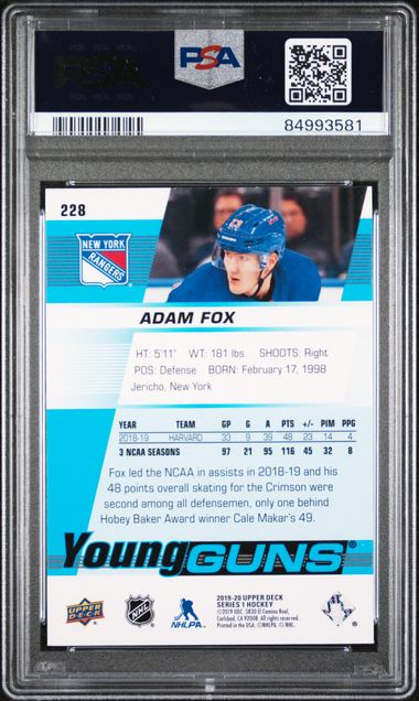 2019 Upper Deck Adam Fox | PSA 10