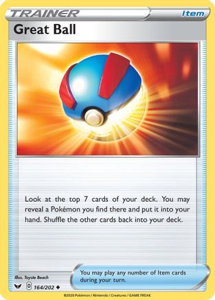 Great Ball 164  - Reverse Holofoil SWSH01 Sword & Shield Base Set - Uncommon