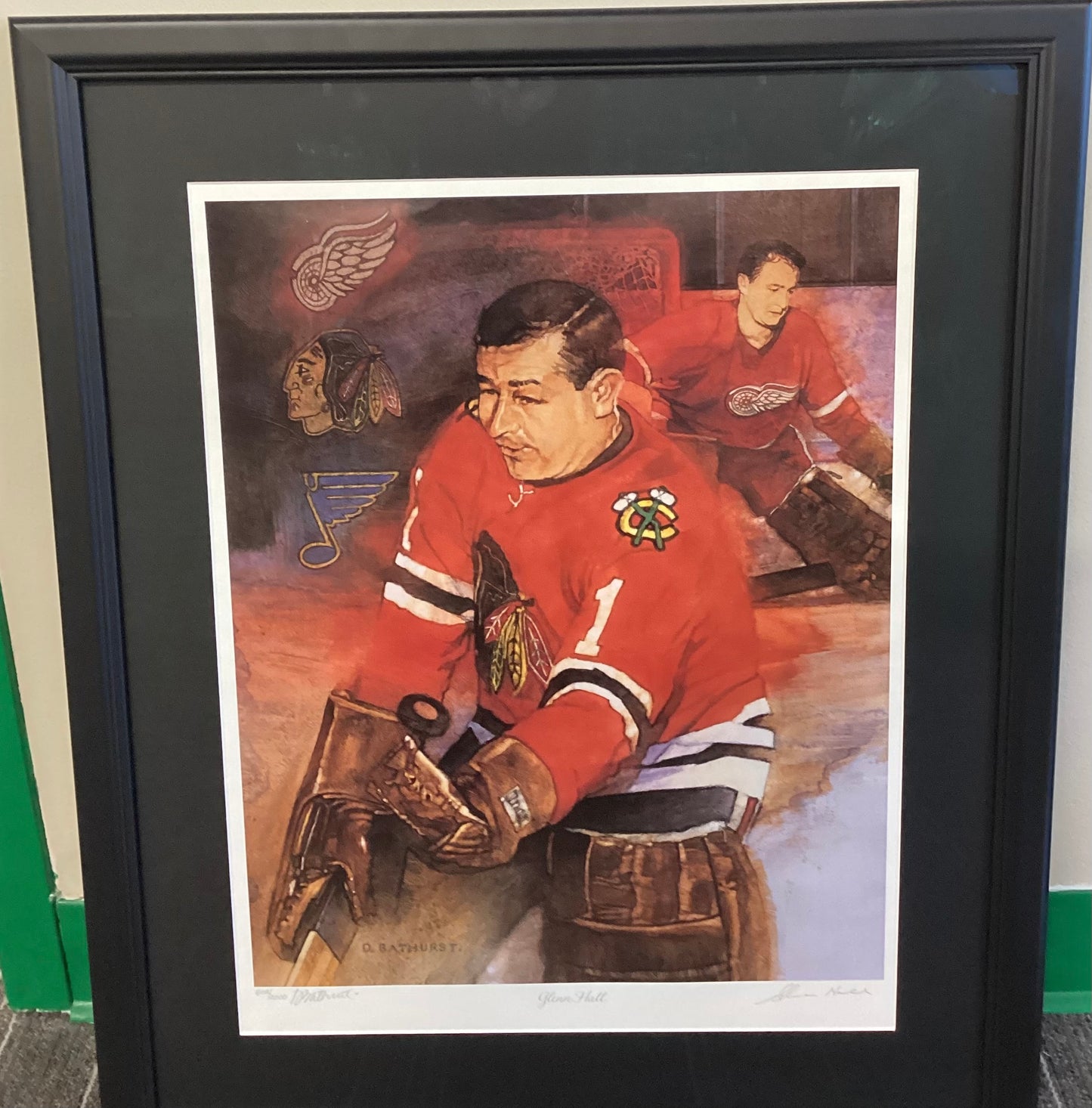 Glenn Hall Auto Print /2000 with COA Framed