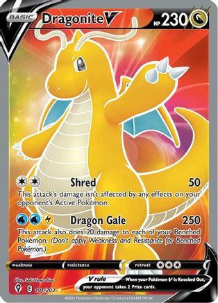Dragonite V (Full Art) 191  - Holofoil SWSH07 Evolving Skies - Ultra Rare