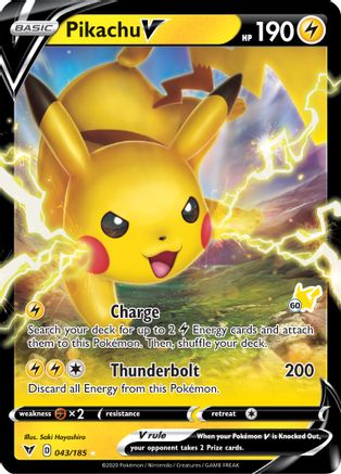Pikachu V (#60 Pikachu Stamped) 043/185  - Holofoil Battle Academy 2022 - Holo Rare