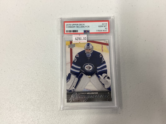 2015 upper deck Connor hellebuyck psa 10