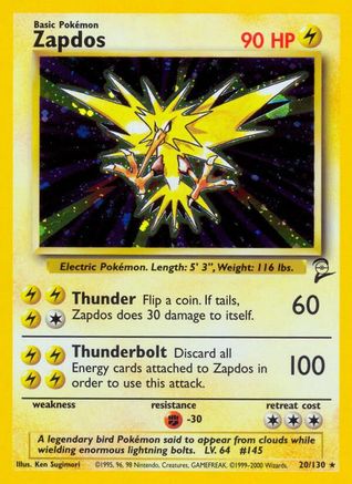 Zapdos 020  - Holofoil Base Set 2 - Holo Rare
