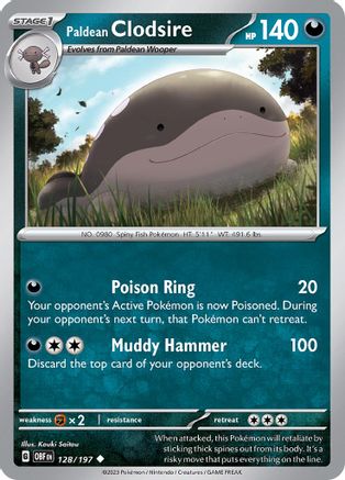 Paldean Clodsire 128/197  - Reverse Holofoil SV03 Obsidian Flames - Uncommon