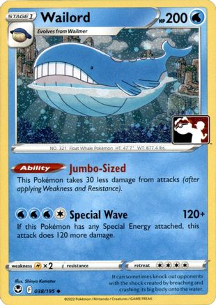 Wailord (Cosmos Holo) 038/195  - Holofoil Prize Pack Series Cards - Uncommon