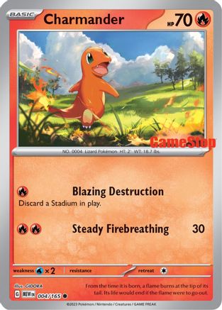Charmander (GameStop Exclusive) 004/165  - Reverse Holofoil Miscellaneous Cards & Products - Promo