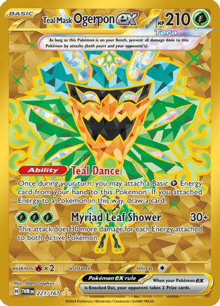 Teal Mask Ogerpon ex 221/167  - Holofoil SV06 Twilight Masquerade - Hyper Rare