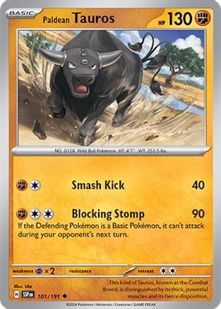 Paldean Tauros 101/191  - Reverse Holofoil SV08 Surging Sparks - Uncommon