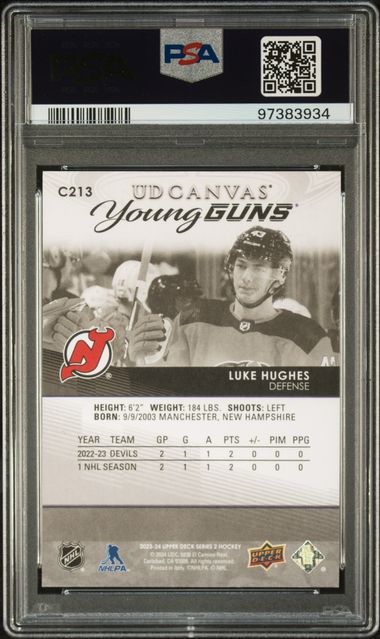 2023 Upper Deck Luke Hughes UD Canvas-Black & White | PSA 10