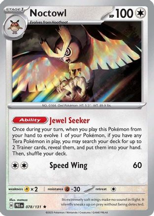 Noctowl 078  - Reverse Holofoil SV Prismatic Evolutions - Rare