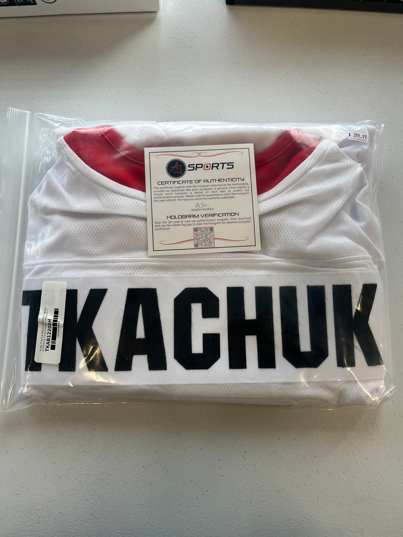 Load image into Gallery viewer, Brady Tkachuk 1st Game /77 Auto Jersey AJ COA
