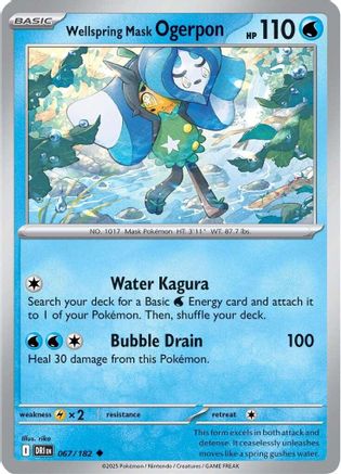 Wellspring Mask Ogerpon 067  - Reverse Holofoil SV10 Destined Rivals - Uncommon