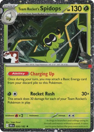 Team Rocket's Spidops (Cosmos Holo) 020/182  - Holofoil Prize Pack Series Cards - Rare