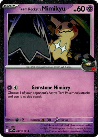 Team Rocket's Mimikyu (Cosmos Holo) 097/217  - Holofoil Blister Exclusives - Uncommon