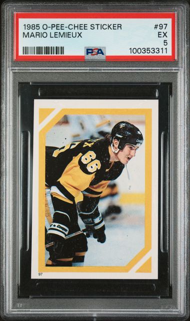 1985 O-Pee-Chee Sticker Mario Lemieux | PSA 5