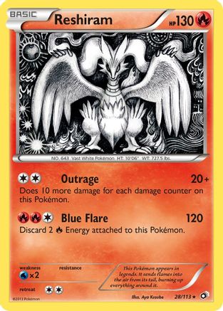 Reshiram 028  - Reverse Holofoil Legendary Treasures - Holo Rare