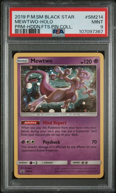2019 P.M.SM Black Star Mewtwo-Holo | PSA 9