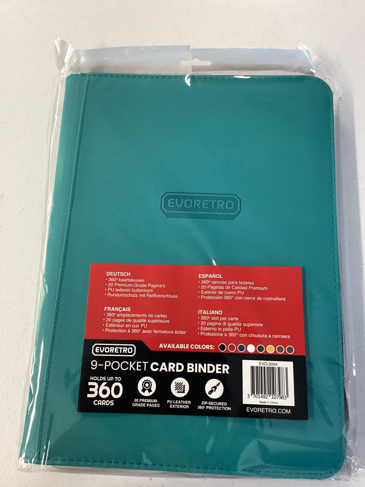 Evoretro 9 pocket binder holds 360 cards - light blue