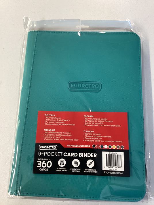 Evoretro 9 pocket binder holds 360 cards - light blue