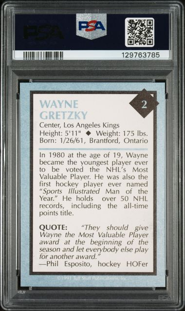 1991 Tuff Stuff Wayne Gretzky Hand-Cut | PSA 9 | POP 3