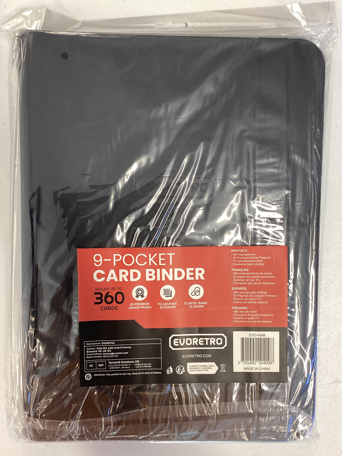 Evoretro 9 pocket binder holds 360 cards - black