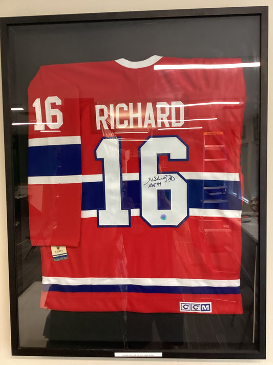 Henri Richard Jersey HOF auto inscribed with frame