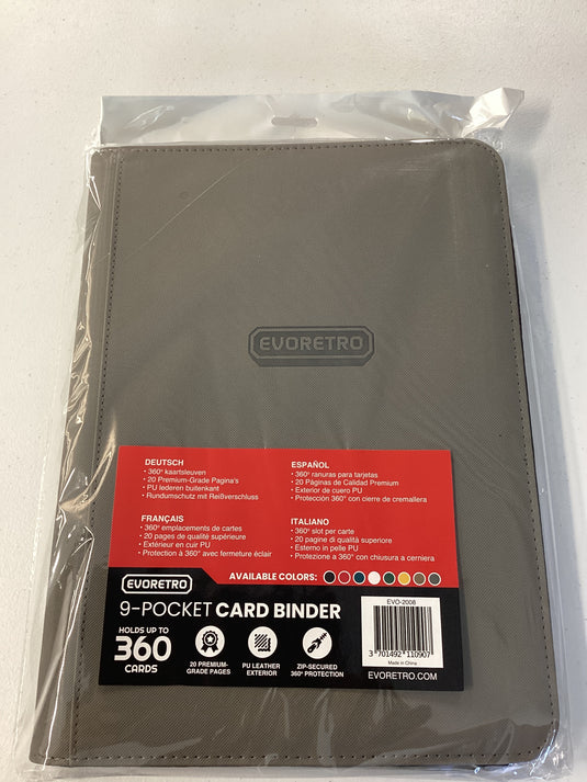 Evoretro 9 pocket binder holds 360 cards - grey