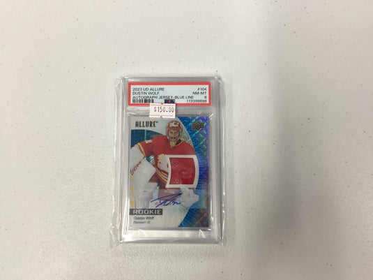 2023 upper deck allure dustin wolf auto jersey psa 8