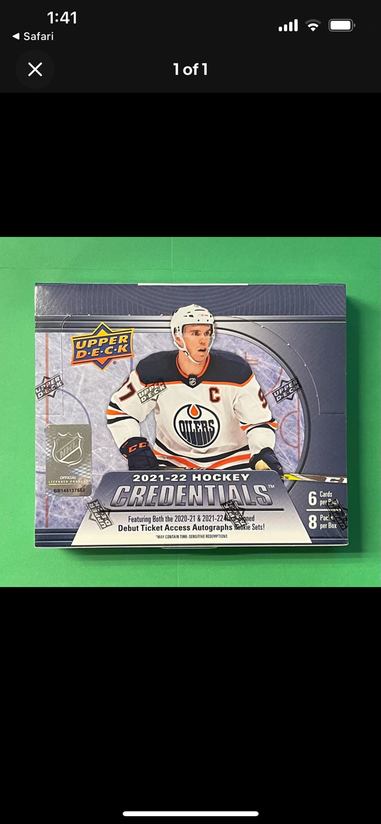 Upper Deck 21-22 Credentials Hockey Hobby Box