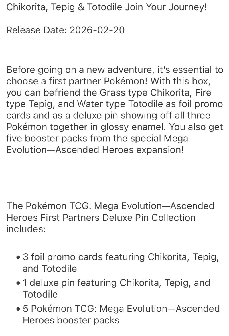 Load image into Gallery viewer, POKEMON ME02.5 ASCENDED HEROES FIRST PARTNERS PIN COLLECTION
