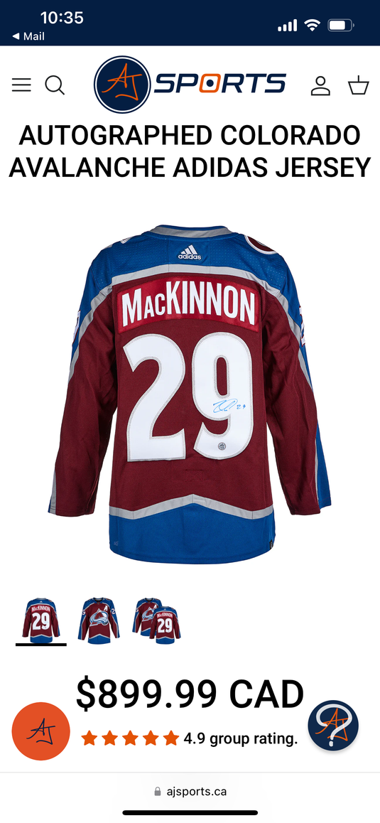 Mackinnon Auto Jersey AJ COA