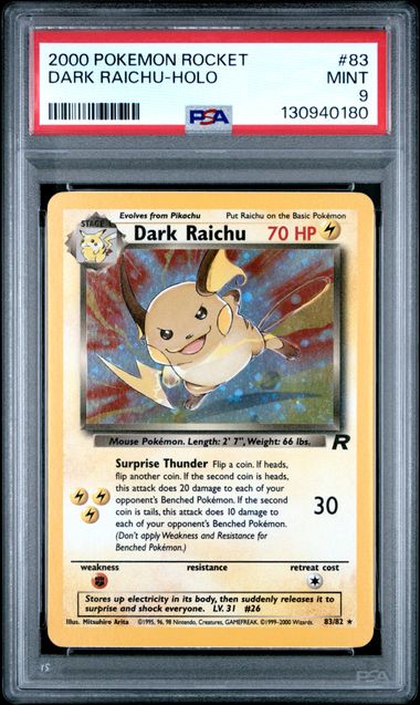 2000 Pokemon Rocket Dark Raichu-Holo | PSA 9