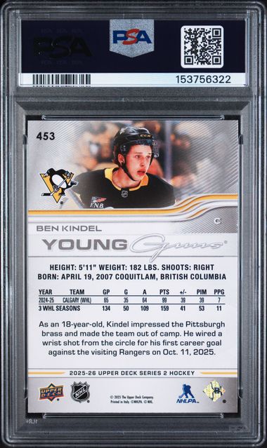 2025 Upper Deck Ben Kindel | PSA 9