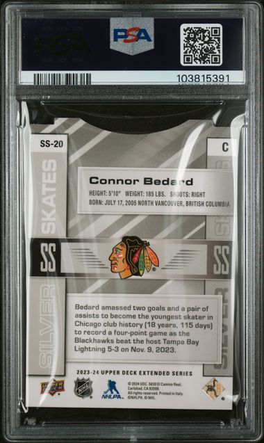 2023 Upper Deck Connor Bedard Silver Skates | PSA 9
