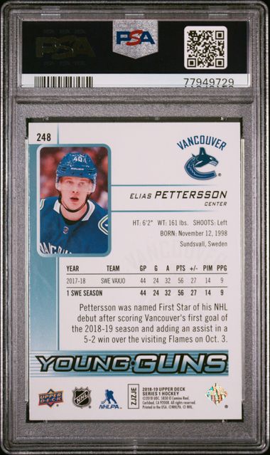 2018 Upper Deck Elias Pettersson | PSA 9
