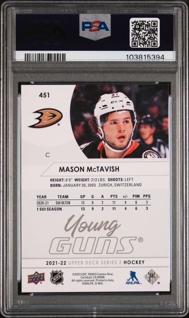 2021 Upper Deck Mason McTavish | PSA 10