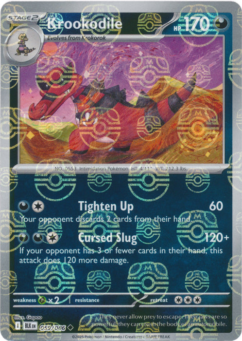 Krookodile (Master Ball Pattern) 059  - Holofoil SV Black Bolt - Uncommon