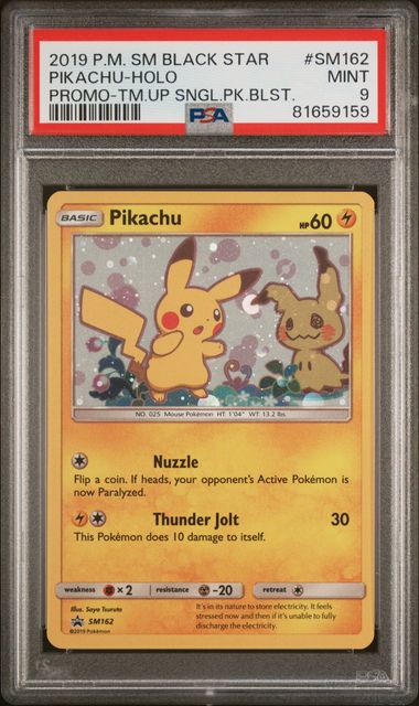2019 P.M SM Black Star Pikachu-Holo | PSA 9