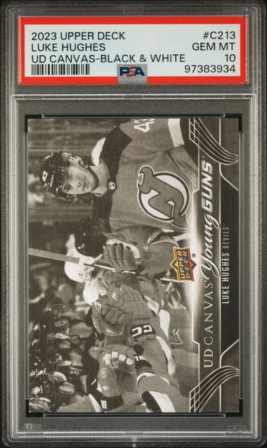 2023 Upper Deck Luke Hughes UD Canvas-Black & White | PSA 10